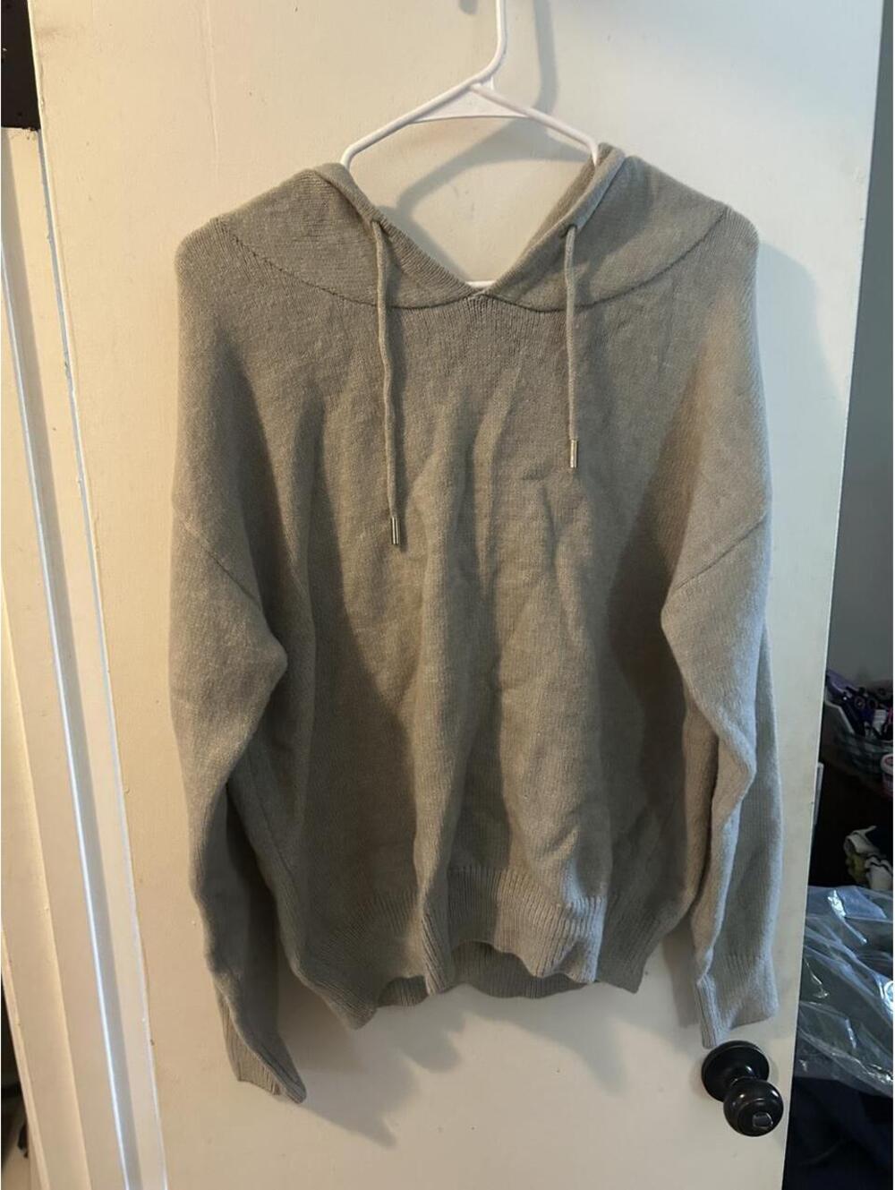 Brand new Gray wool blend knit hoodie in size M